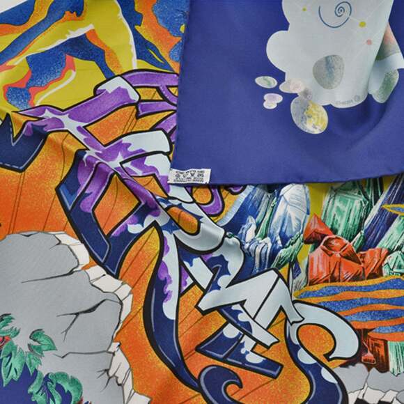 HERMES Authentic Blue Silk Scarf - Picture 3 of 5